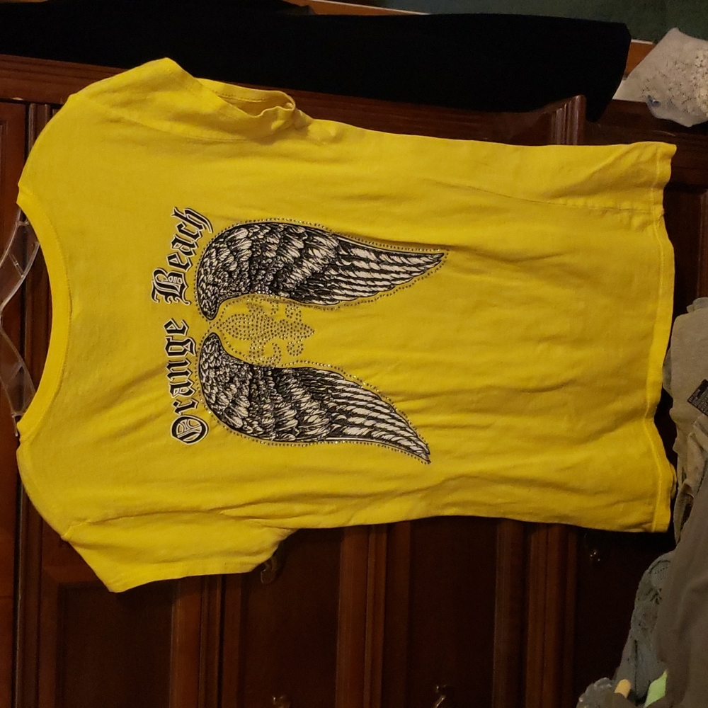 Orange Beach jeweled wings tshirt fitted